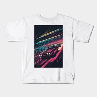 Retro Neonwave Car Drifting Kids T-Shirt